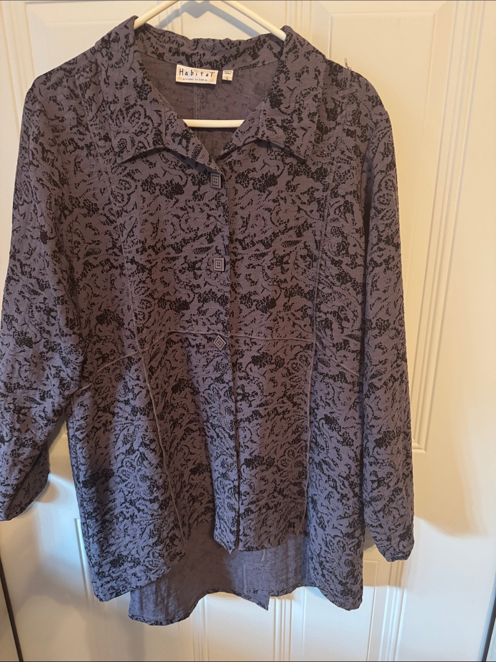 Habitat Lavender and Black Printed Button-Front Shirt/jacket